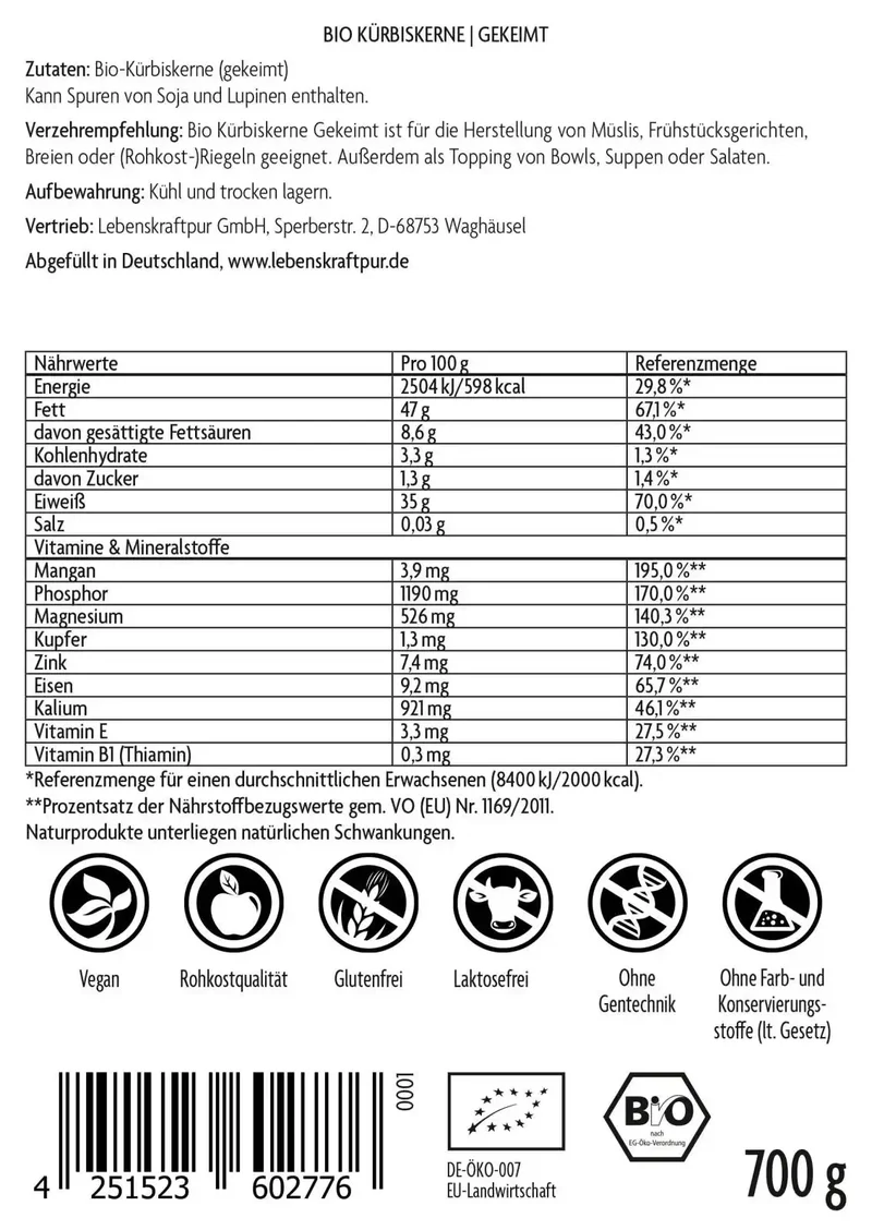 Bio Kürbiskerne Gekeimt