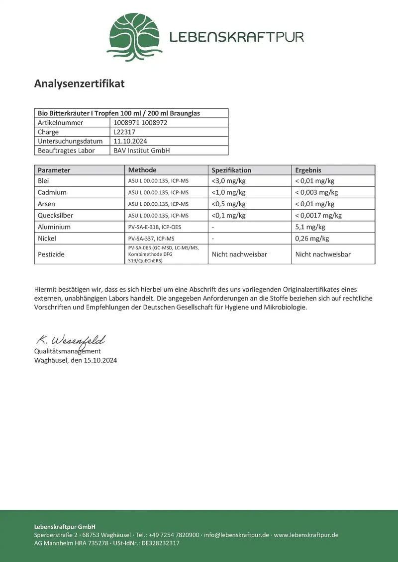 Bio Bitterkräuter I Tropfen