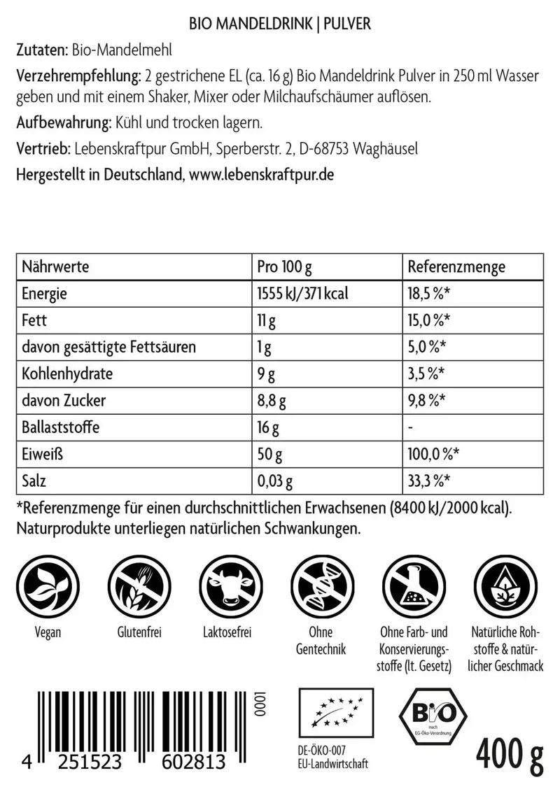 Bio Mandeldrink Pulver