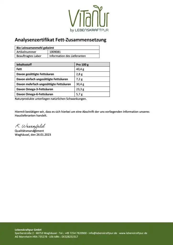 Bio Leinsamenmehl Gekeimt