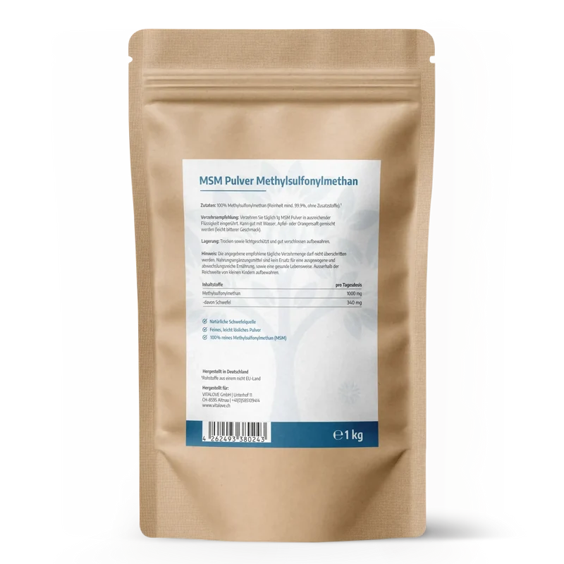 MSM Pulver – Organischer Schwefel (99,9% rein) – 1 kg