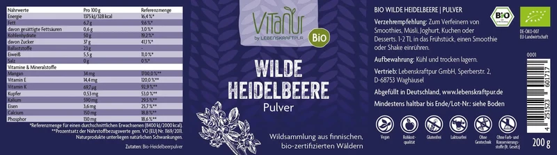 Bio Wilde Heidelbeere Pulver