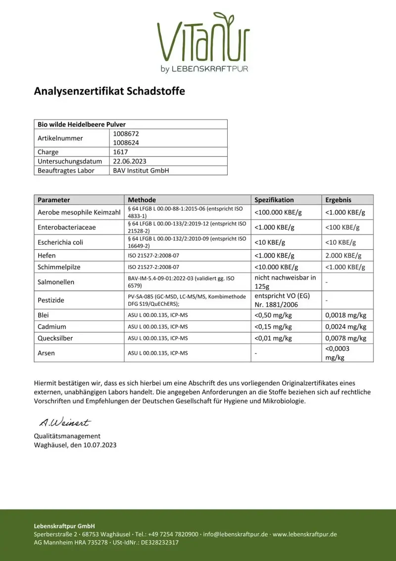 Bio Wilde Heidelbeere Pulver