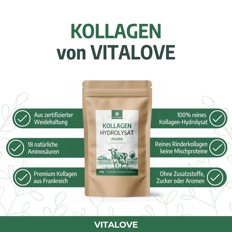 Kollagen Hydrolysat Pulver (aus Weidehaltung) – 500 g