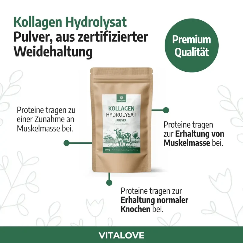 Kollagen Hydrolysat Pulver (aus Weidehaltung) – 500 g