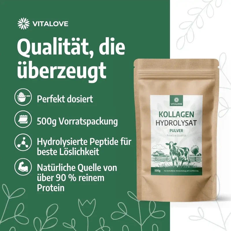 Kollagen Hydrolysat Pulver (aus Weidehaltung) – 500 g