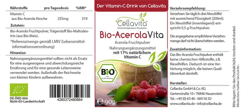 Bio Acerola Pulver (Vitamin-C-Drink)