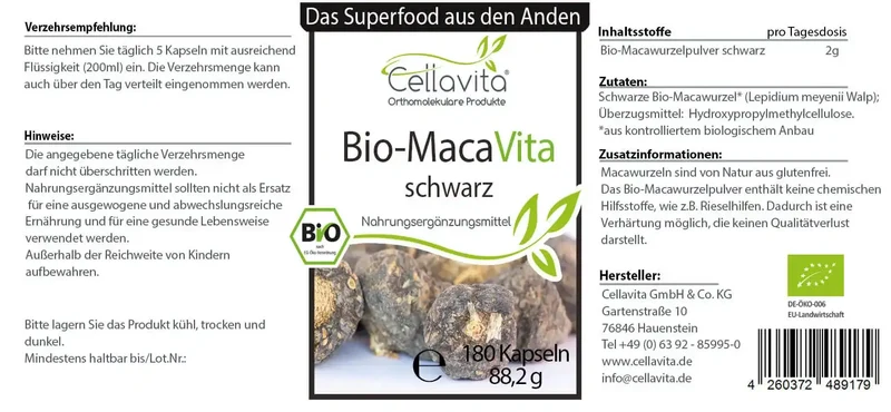 Bio-Maca Schwarz Kapseln (Vita)