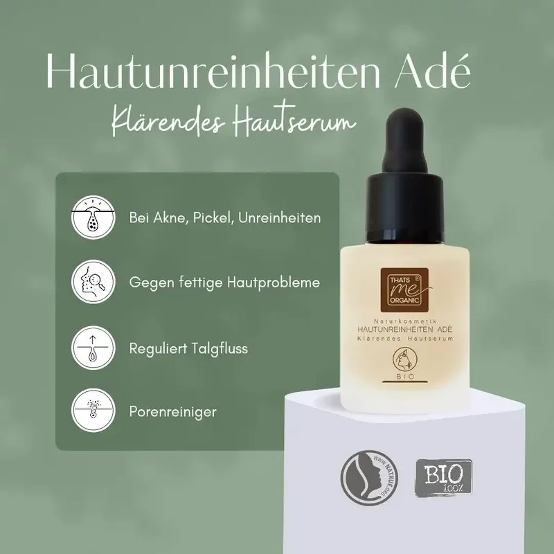HAUTUNREINHEITEN ADÉ - Klärendes Hautserum mit Hyaluron 15ml BIO-Naturkosmetik