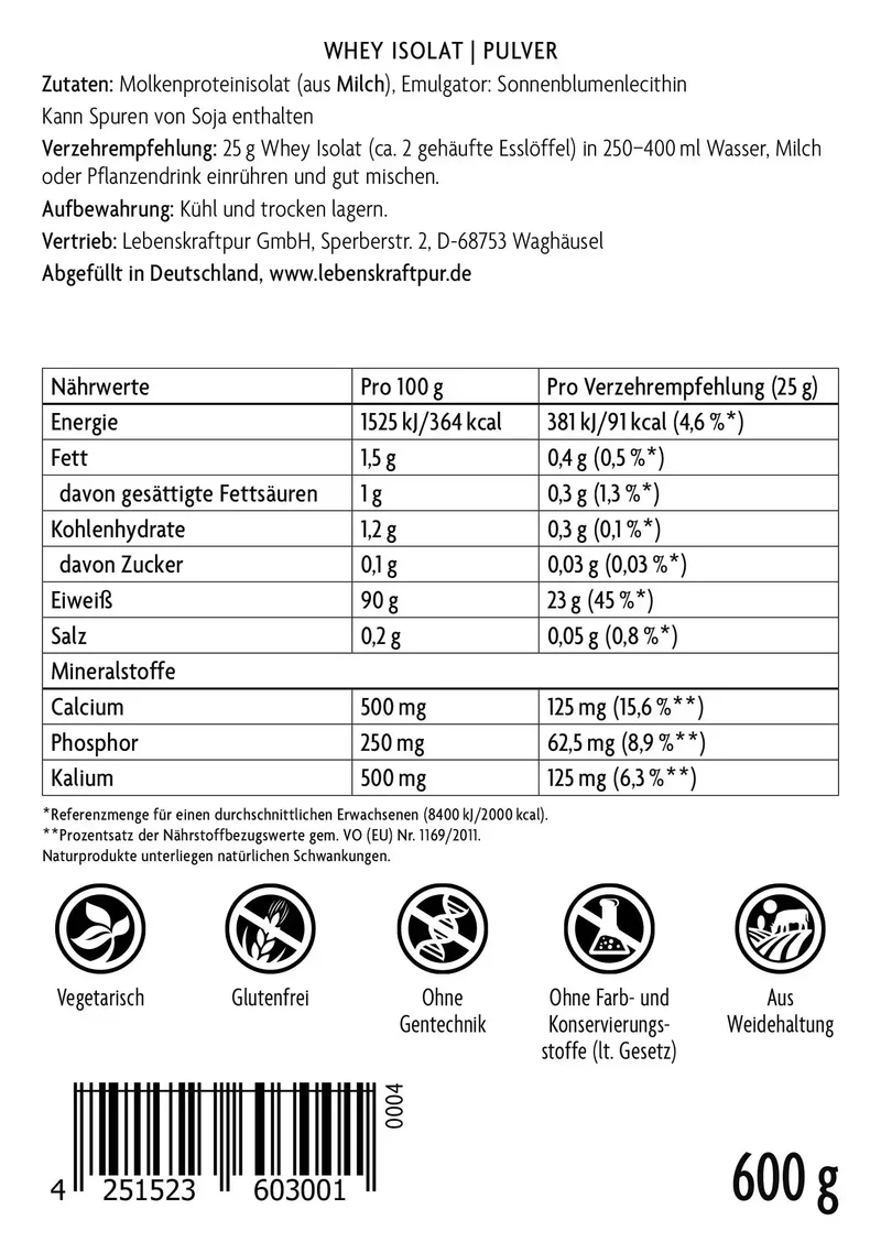 Whey Isolat Pulver