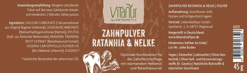 Zahnpulver Ratanhia & Nelke