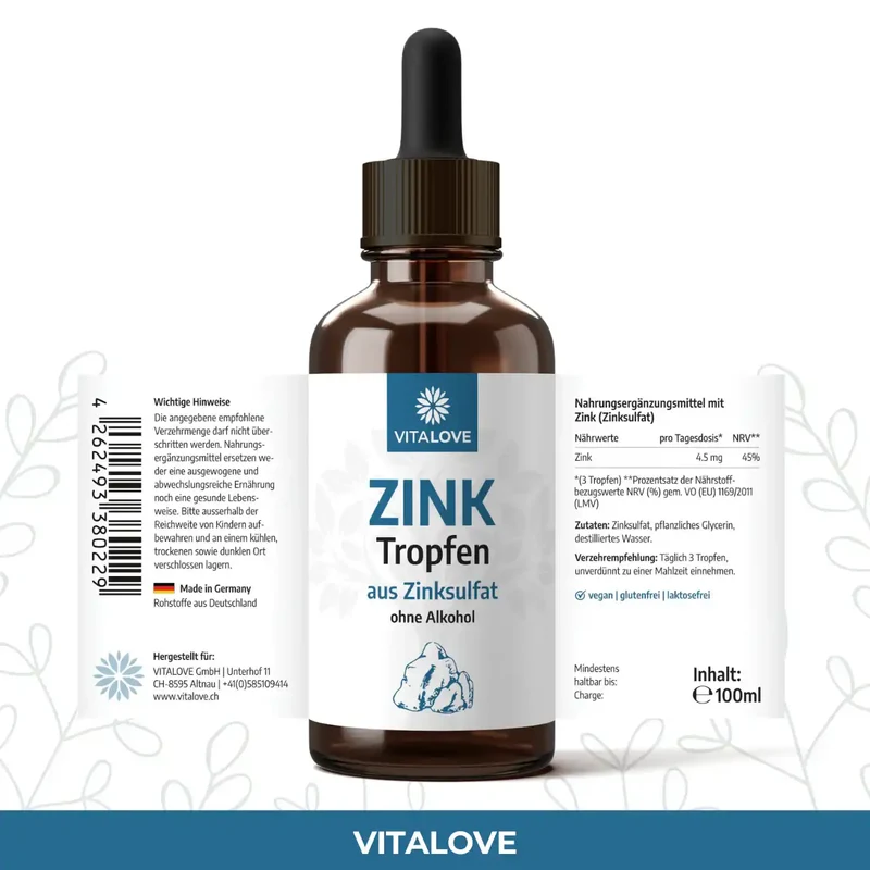Zink Tropfen (alkoholfrei) – 100 ml