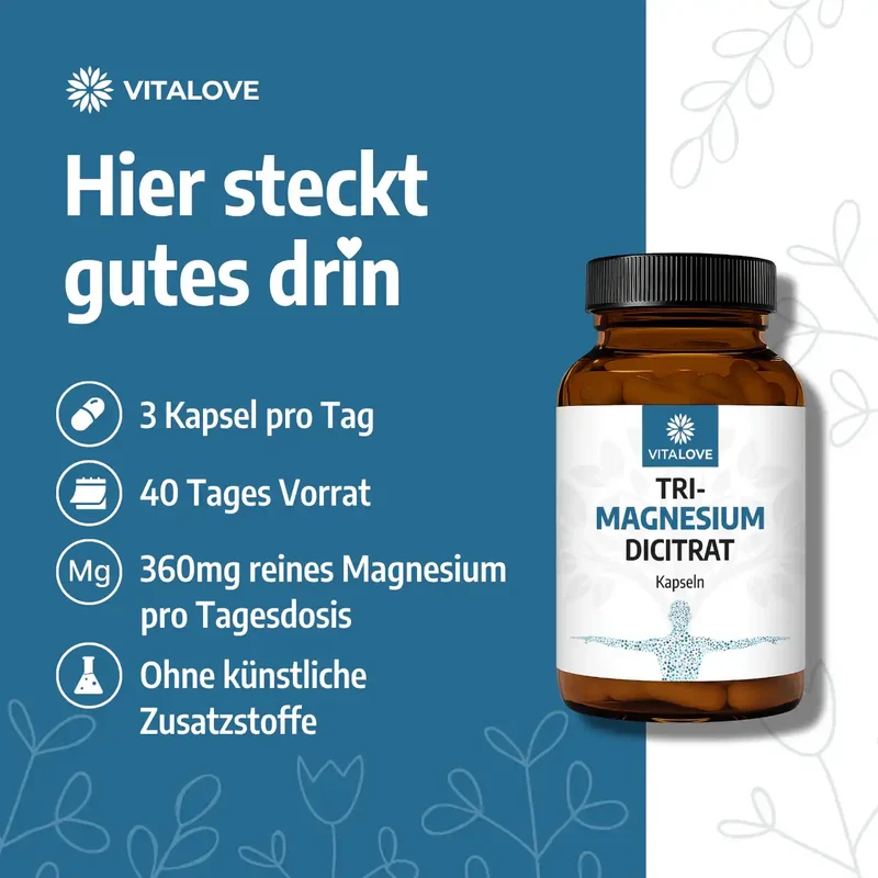 Tri-Magnesium-Dicitrat Kapseln (360 mg) – 120 Kapseln