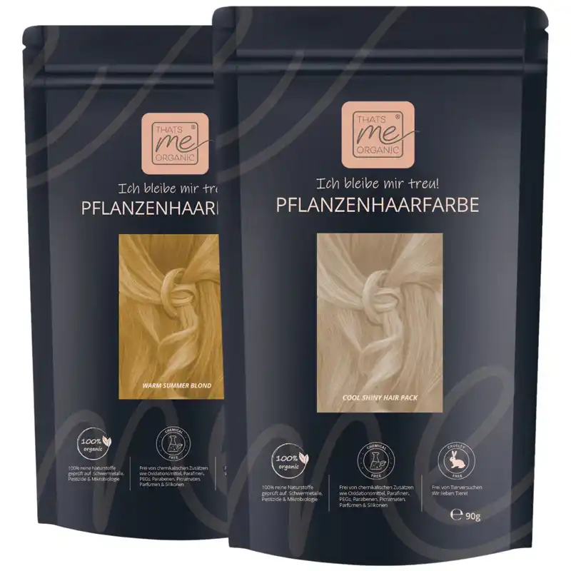 Profi-Pflanzenhaarfarbe kühles Summer-Blond "cool summer blond in 2-Steps" 2x 90g Nachfüllpacks