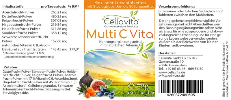 Multi C Vita 180 Tabletten im Glas