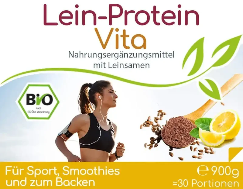 Bio Lein-Protein (natürlicher Proteinshake) - 30 Portionen - 900g