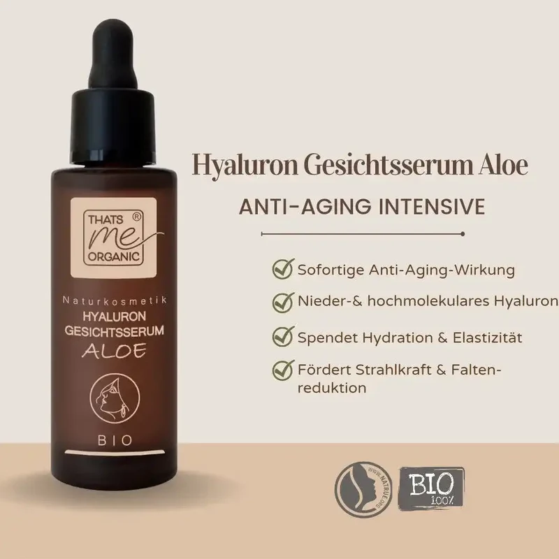 BIO Hyaluron-Gesichtsserum Aloe - Anti Aging - glättend & straffend 30ml vegan