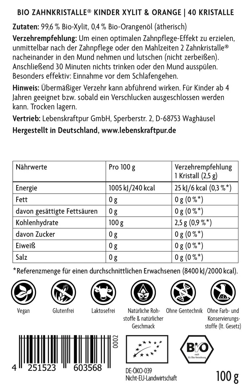 Bio Zahnkristalle® Kinder Xylit & Orange