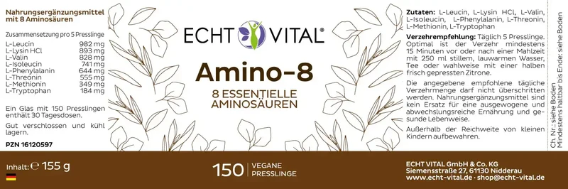 Amino-8 - 1 Glas mit 150 Presslingen