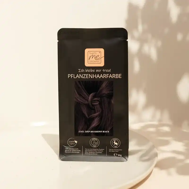 Profi-Pflanzenhaarfarbe SET kühles dunkles Mahagony-Schwarz "cool deep mahagony black"