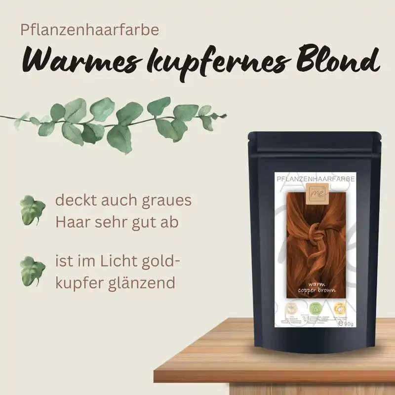 Profi-Pflanzenhaarfarbe SET warmes Kupfer-Braun "warm copper brown"