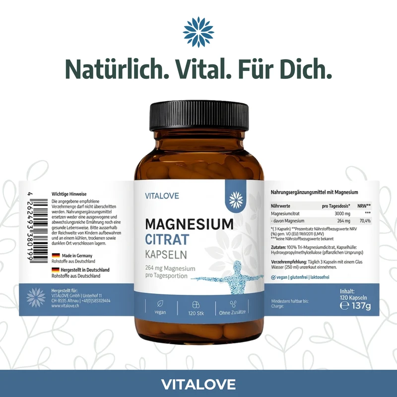 Magnesium Citrat Kapseln – 120 Kapseln