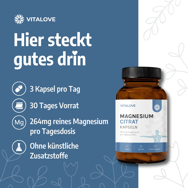 Magnesium Citrat Kapseln – 120 Kapseln