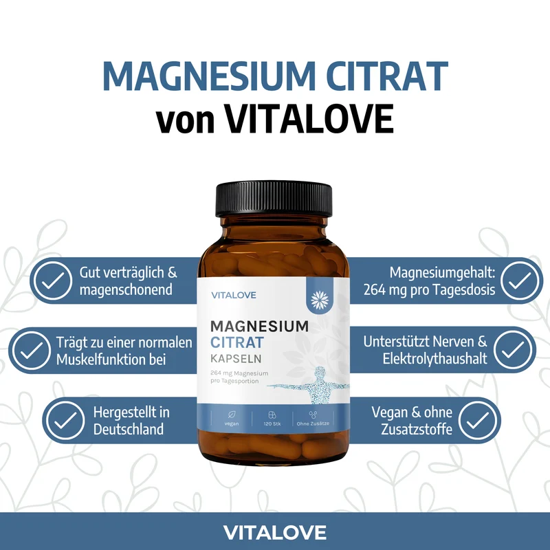 Magnesium Citrat Kapseln – 120 Kapseln