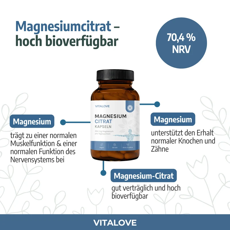 Magnesium Citrat Kapseln – 120 Kapseln