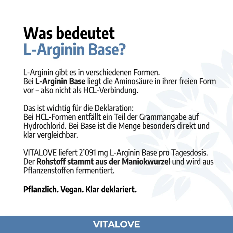 L-Arginin Base Kapseln – aus der Maniokwurzel – 120 Kapseln