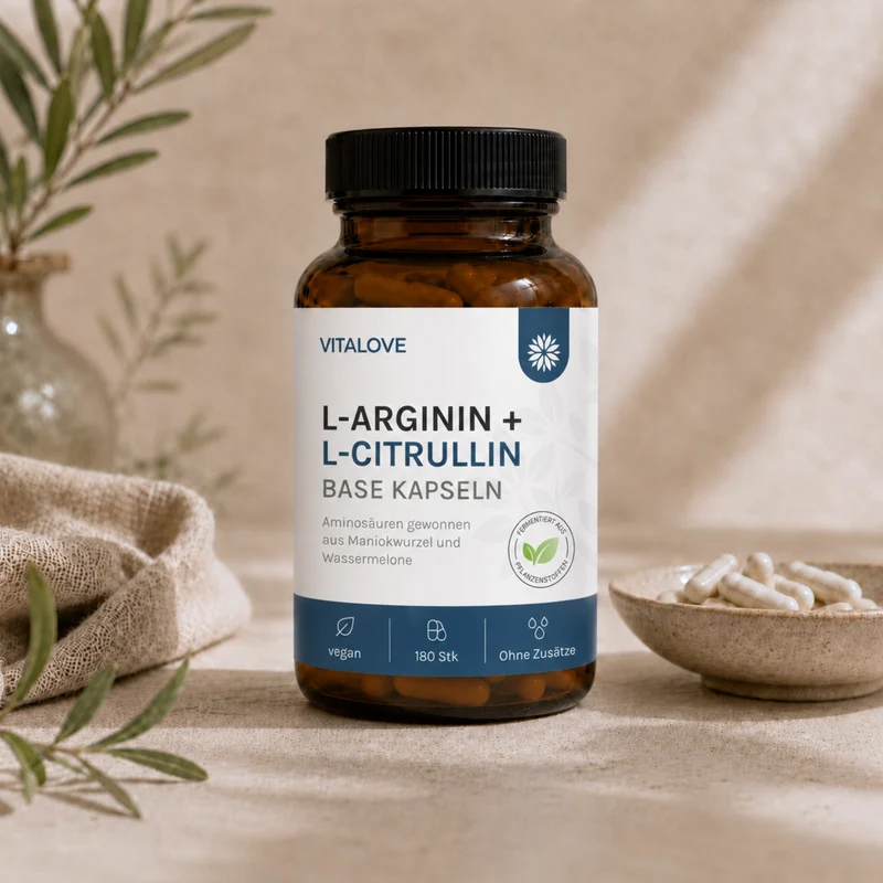 L-Arginin + L-Citrullin Base Kapseln – Maniokwurzel & Wassermelone – 180 Kapseln