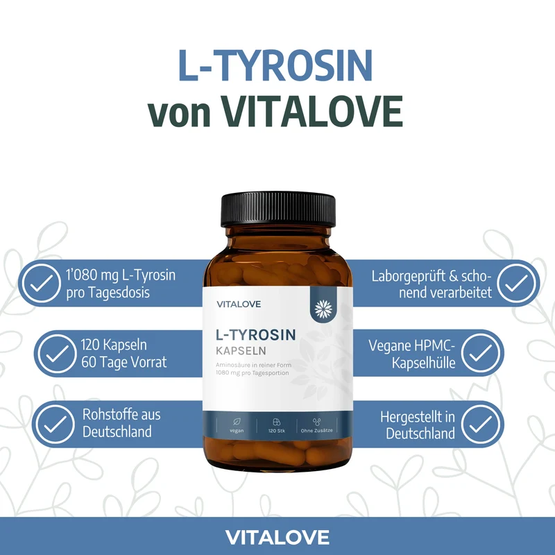 L-Tyrosin Kapseln – reine Form – 120 Kapseln