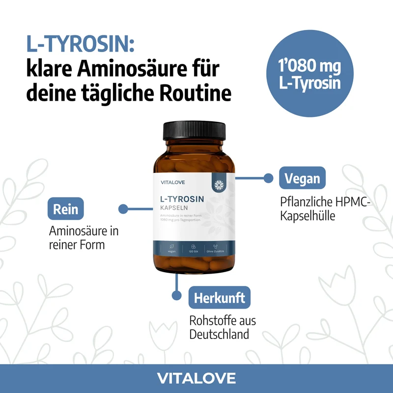 L-Tyrosin Kapseln – reine Form – 120 Kapseln