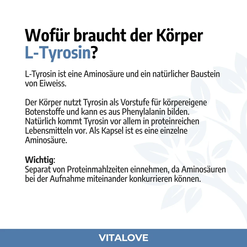 L-Tyrosin Kapseln – reine Form – 120 Kapseln