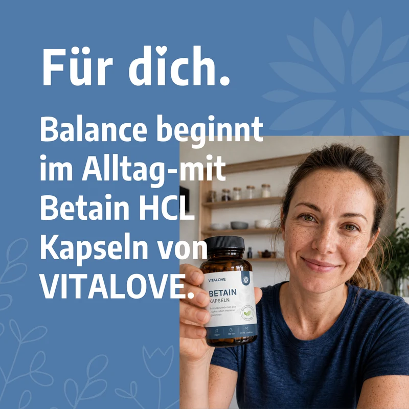 Betain HCL Kapseln – aus Zuckerrüben-Melasse – 120 Kapseln