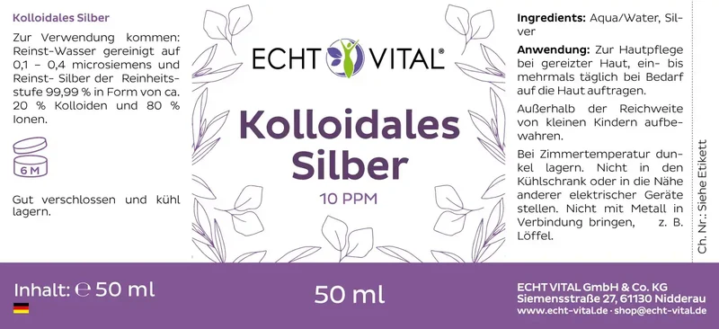 Kolloidales Silber 10 ppm - 1 Sprayflasche mit 250 ml