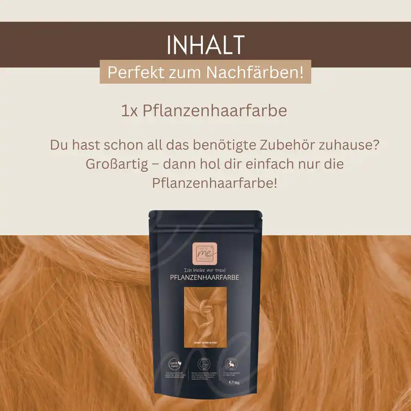 Profi-Pflanzenhaarfarbe SET "warmes helles Kupfer-Blond - warm tizian blond"