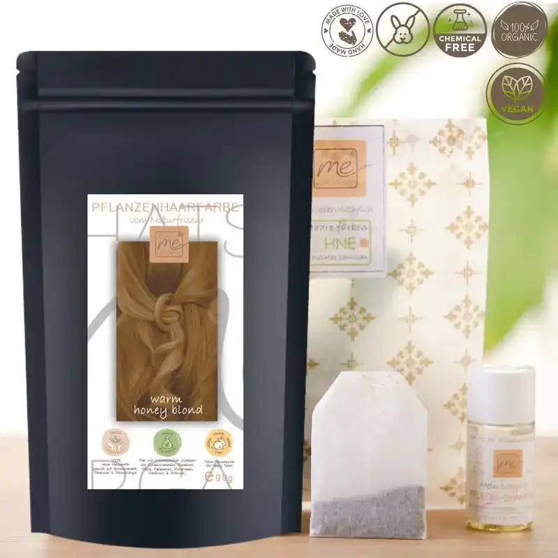 Profi-Pflanzenhaarfarbe SET warmes Honig-Blond "warm honey blond"