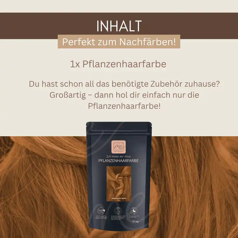 Profi-Pflanzenhaarfarbe warmes Gold-Braun "warm golden brown"