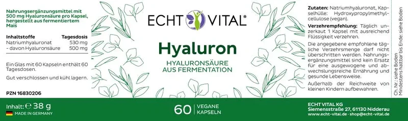 Hyaluron - 1 Glas mit 60 Kapseln