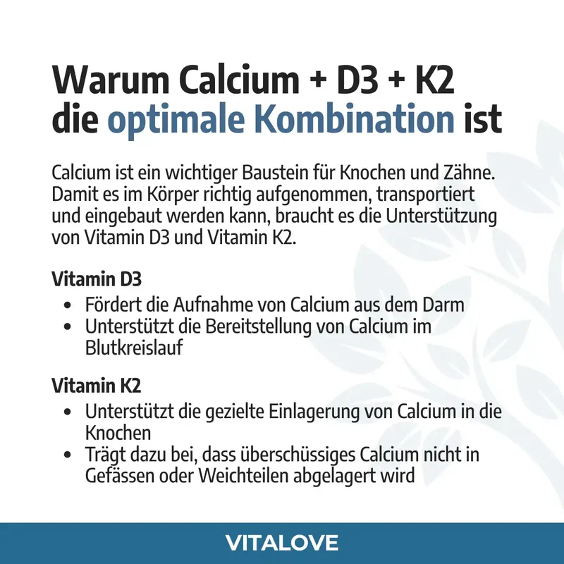 Calcium + D3 & K2 Kapseln – 120 Kapseln