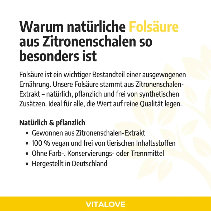 Folsäure Kapseln (Zitronenschalen-Extrakt) – 180 Kapseln
