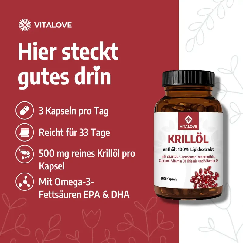 Krillöl Softgelkapseln (100% Lipidextrakt) – 100 Softgelkapseln