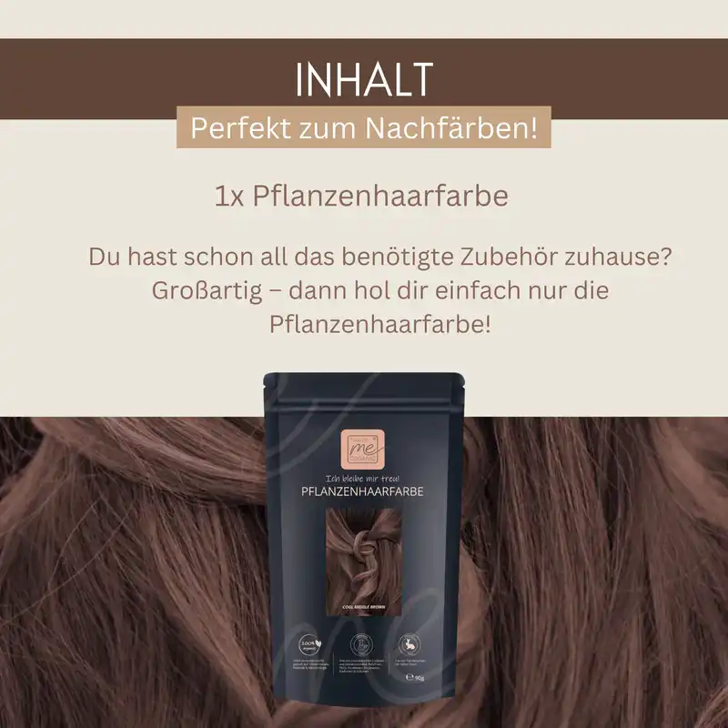 Profi-Pflanzenhaarfarbe SET "kühles mittleres Braun - cool middle brown"