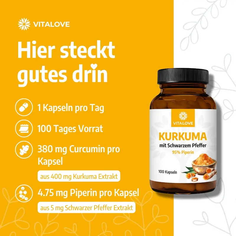 Kurkuma Forte Kapseln (mit schwarzem Pfeffer) – 100 Kapseln