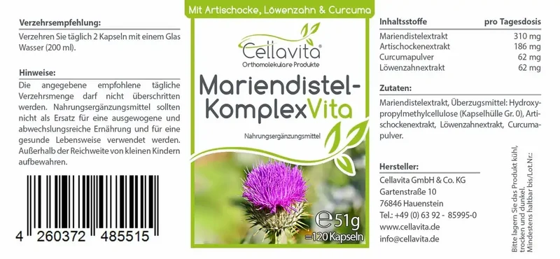 Mariendistel Komplex - 120 Kapseln (Vita)